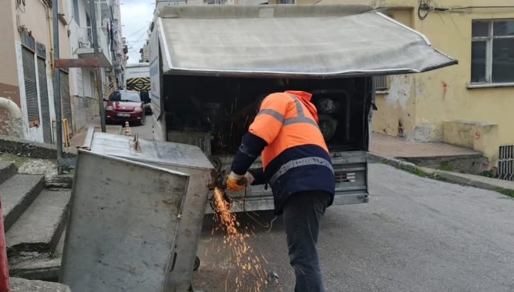 lkadım’da konteyner bakımı ile tasarruf sağlanıyor!